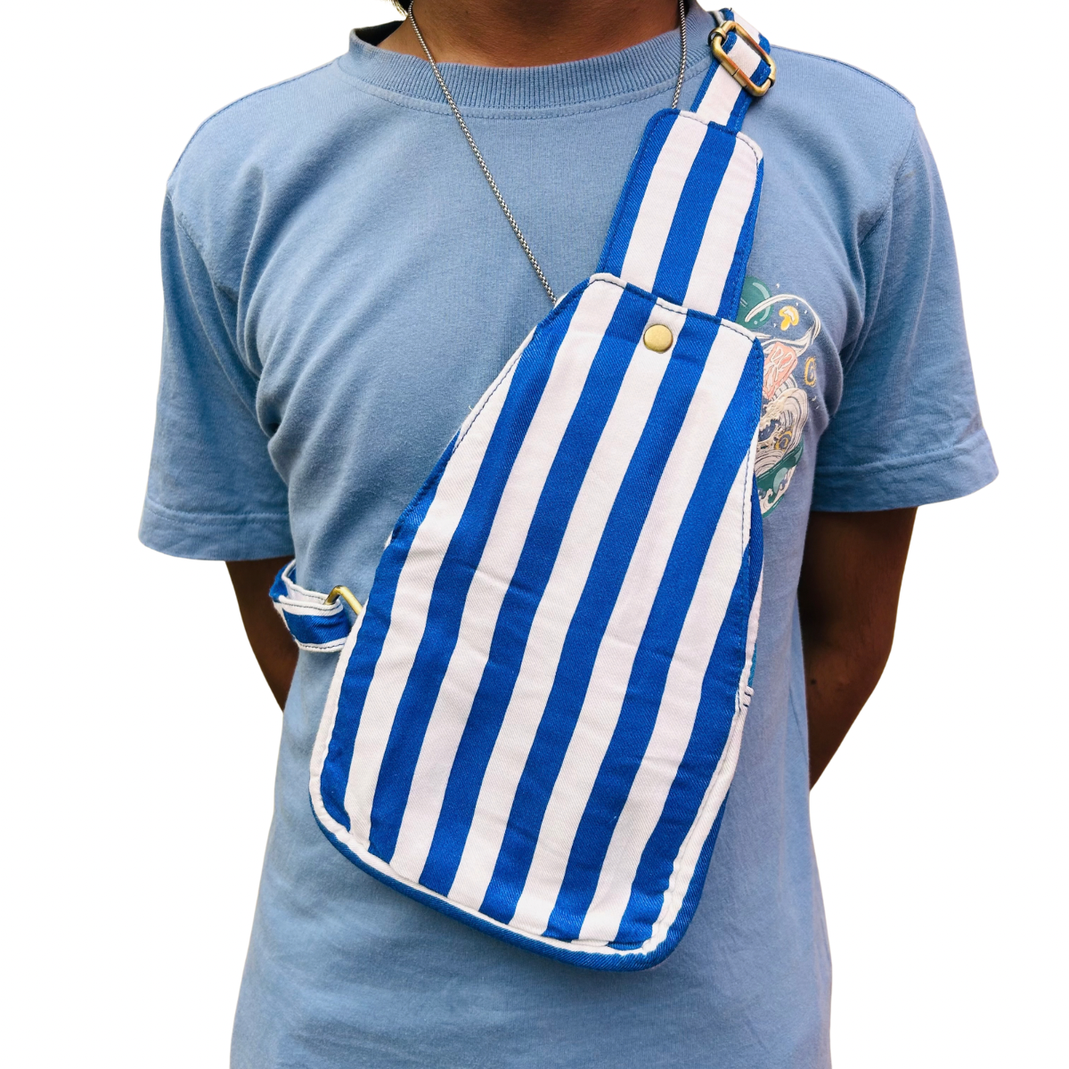 Blue & White stripe Crossbody Bag