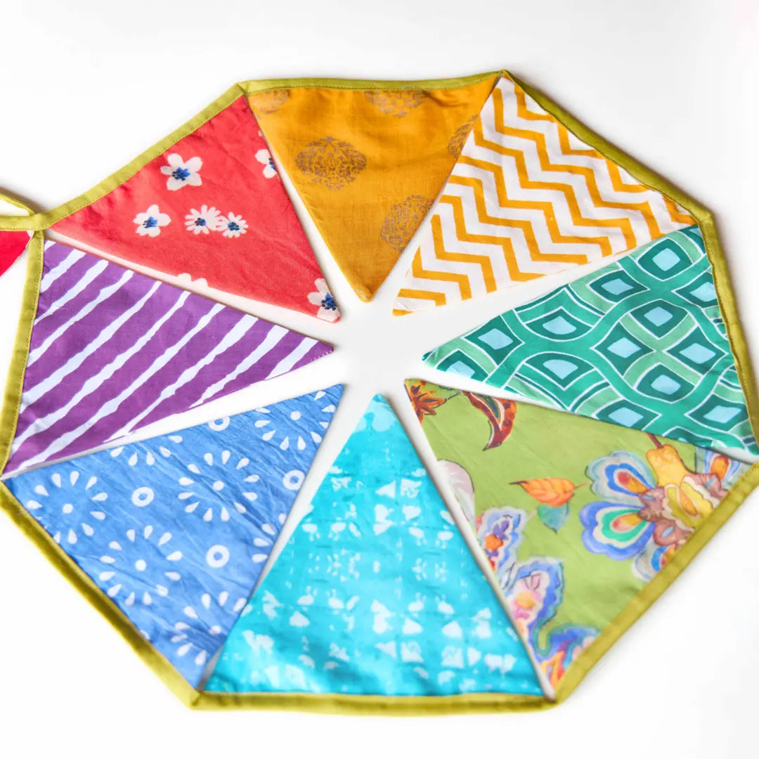 Upcycled Party Streamer Combo - Rainbow Banner Bunting + Rainbow Fringe Streamer Garland (Pack of 2)