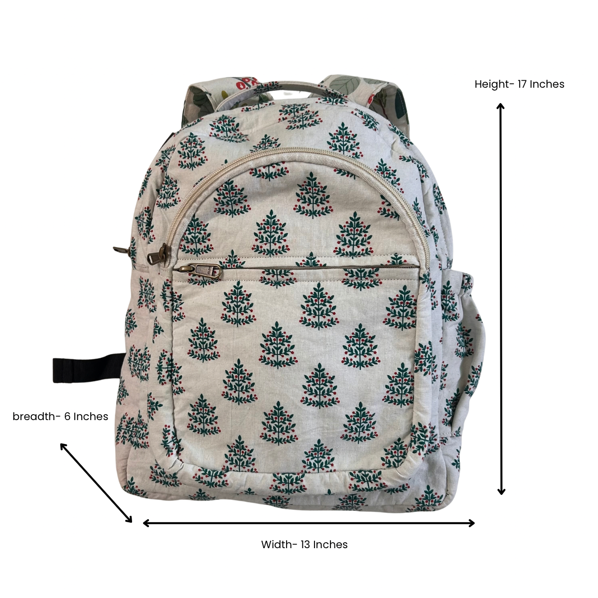 White Block Print Backpack
