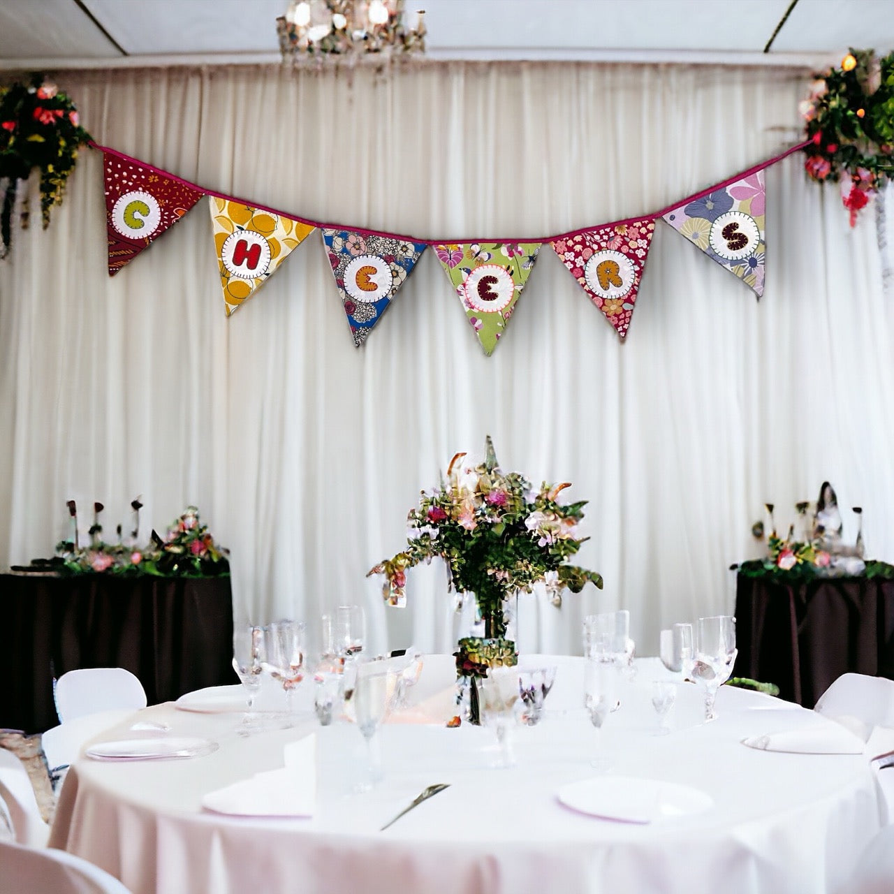 "Cheers" Upcycled Fabric Bunting