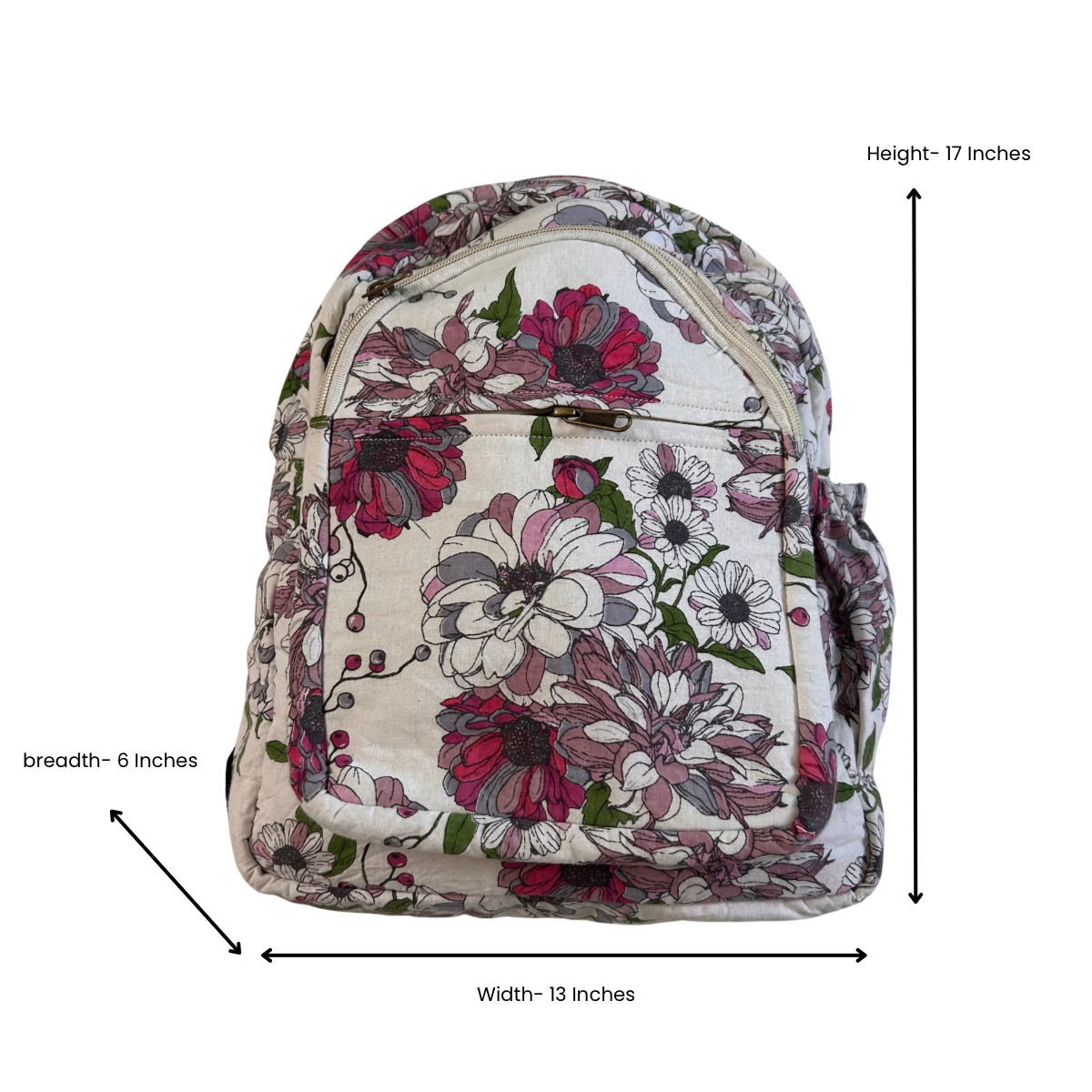 White Floral Print Backpack
