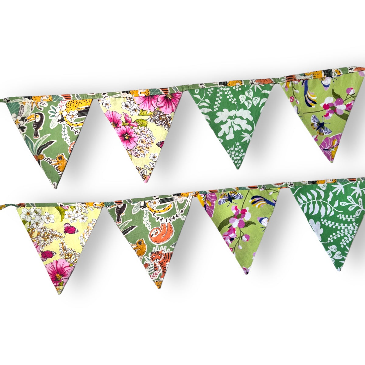 Upcycled Party Green Streamer Combo - Green Banner Bunting + Green Fringe Streamer Garland (Pack of 2)