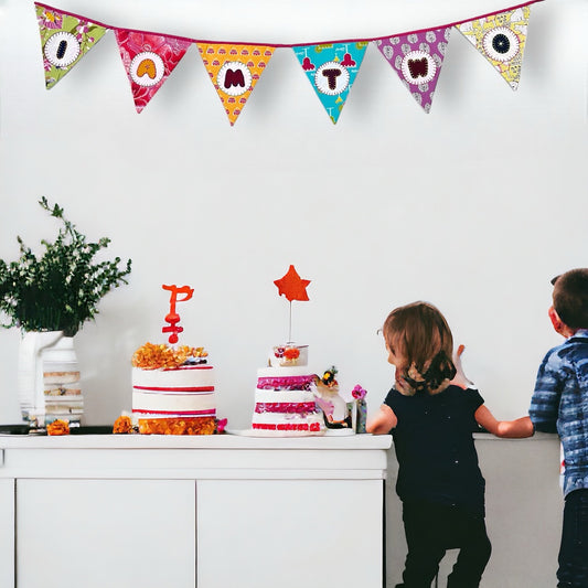 Customised Age Banner Upcycled Fabric Bunting