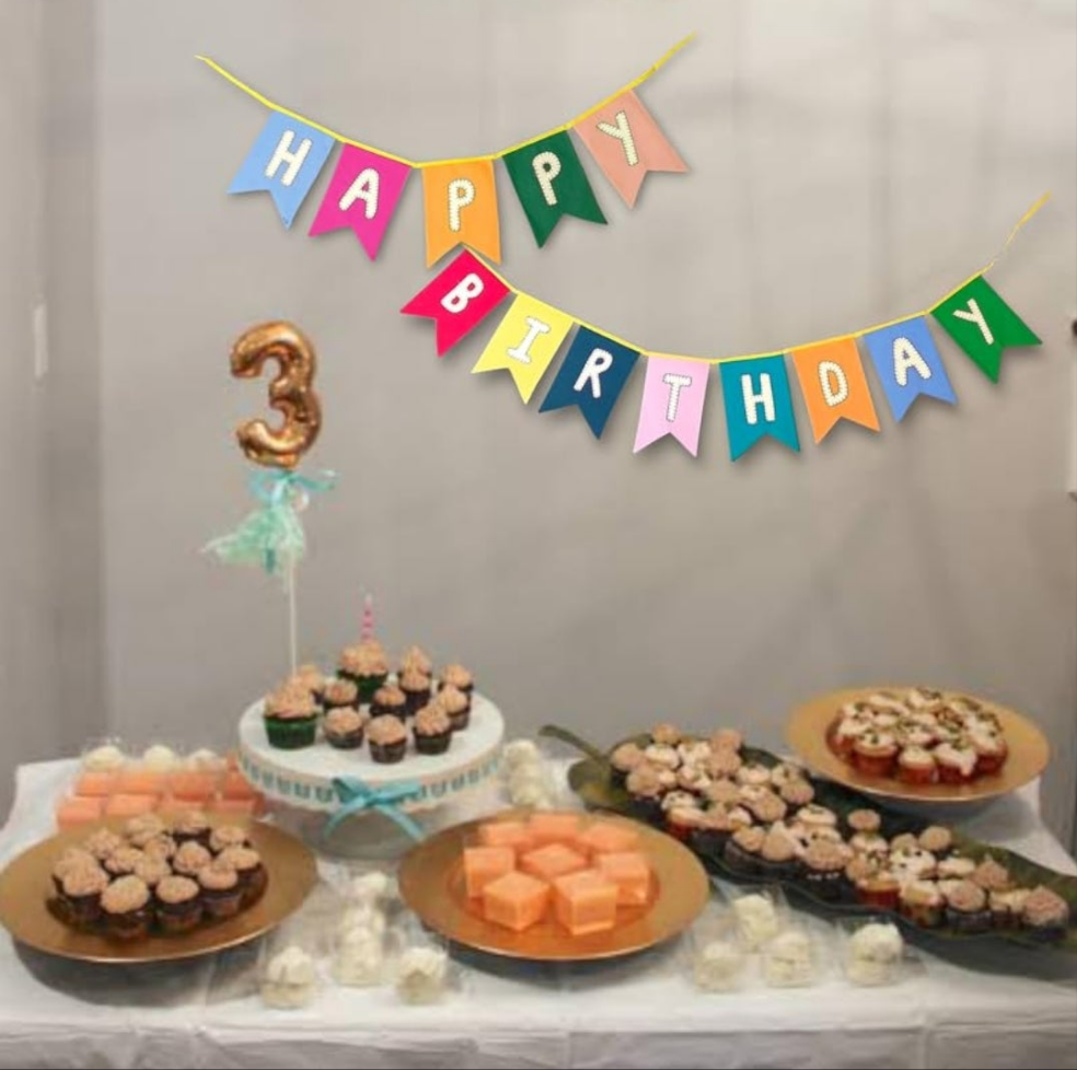 Upcycled Happy Birthday Swallowtail Flag Bunting/Banner