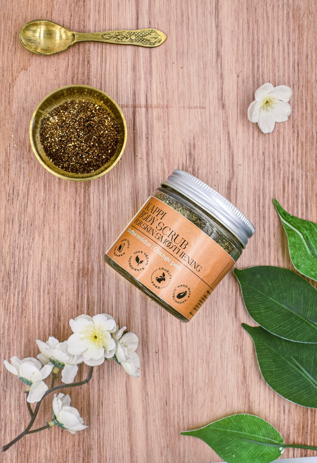 Eco Diwali Gift Box 1 | Upcycled Flower Toran | Soy Candle Jar | Dates Jar with Filling | Coffee & Orange Body Scrub