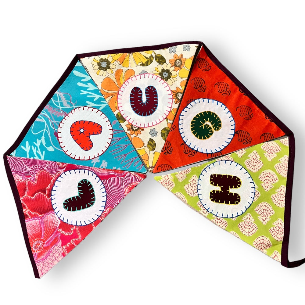 "Live Laugh Love" Upcycled Fabric Bunting