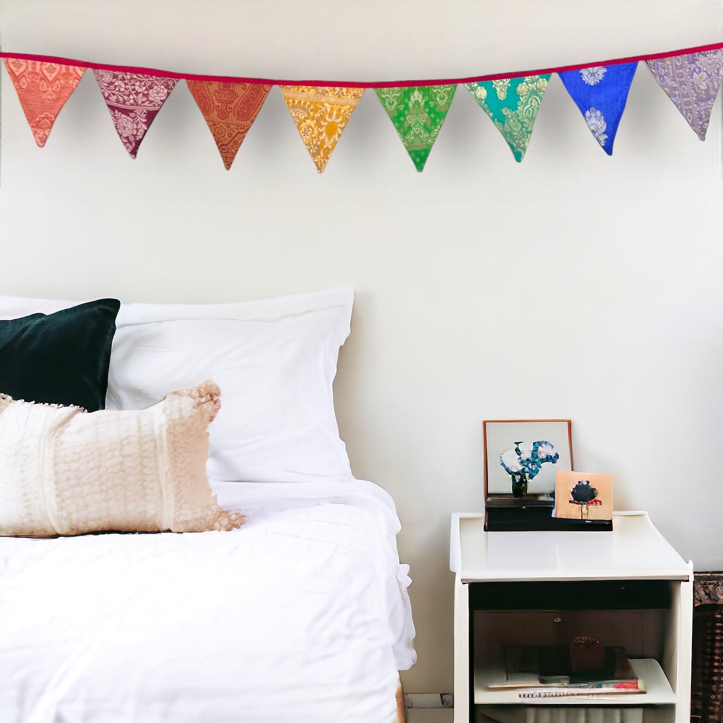 Upcycled Festive Silk Banner Bunting