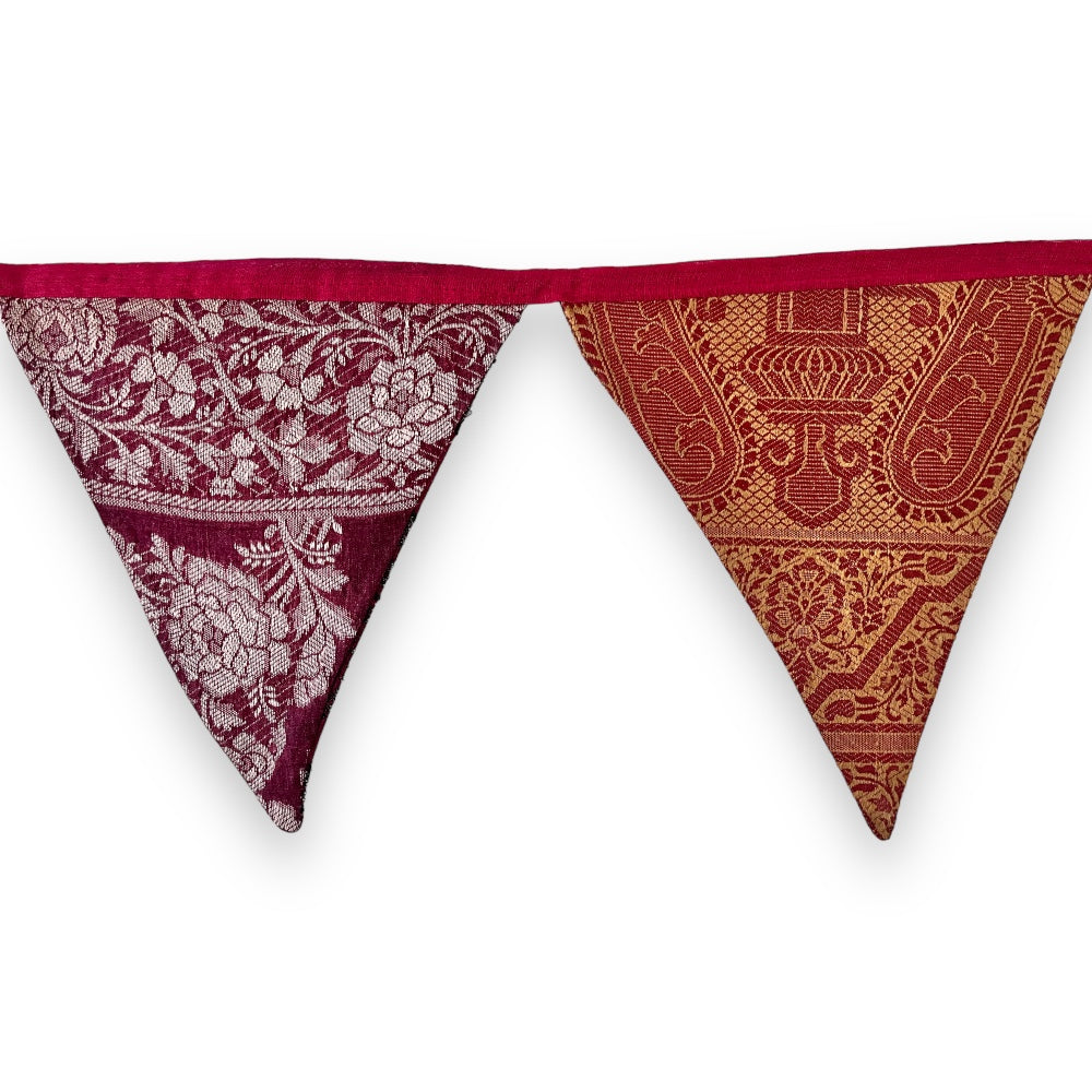 Upcycled Festive Silk Banner Bunting