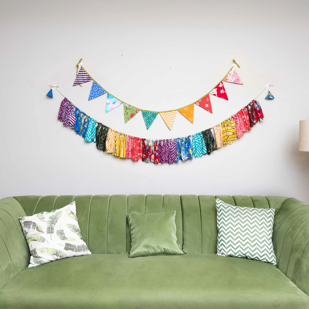 Upcycled Rainbow Banner Bunting