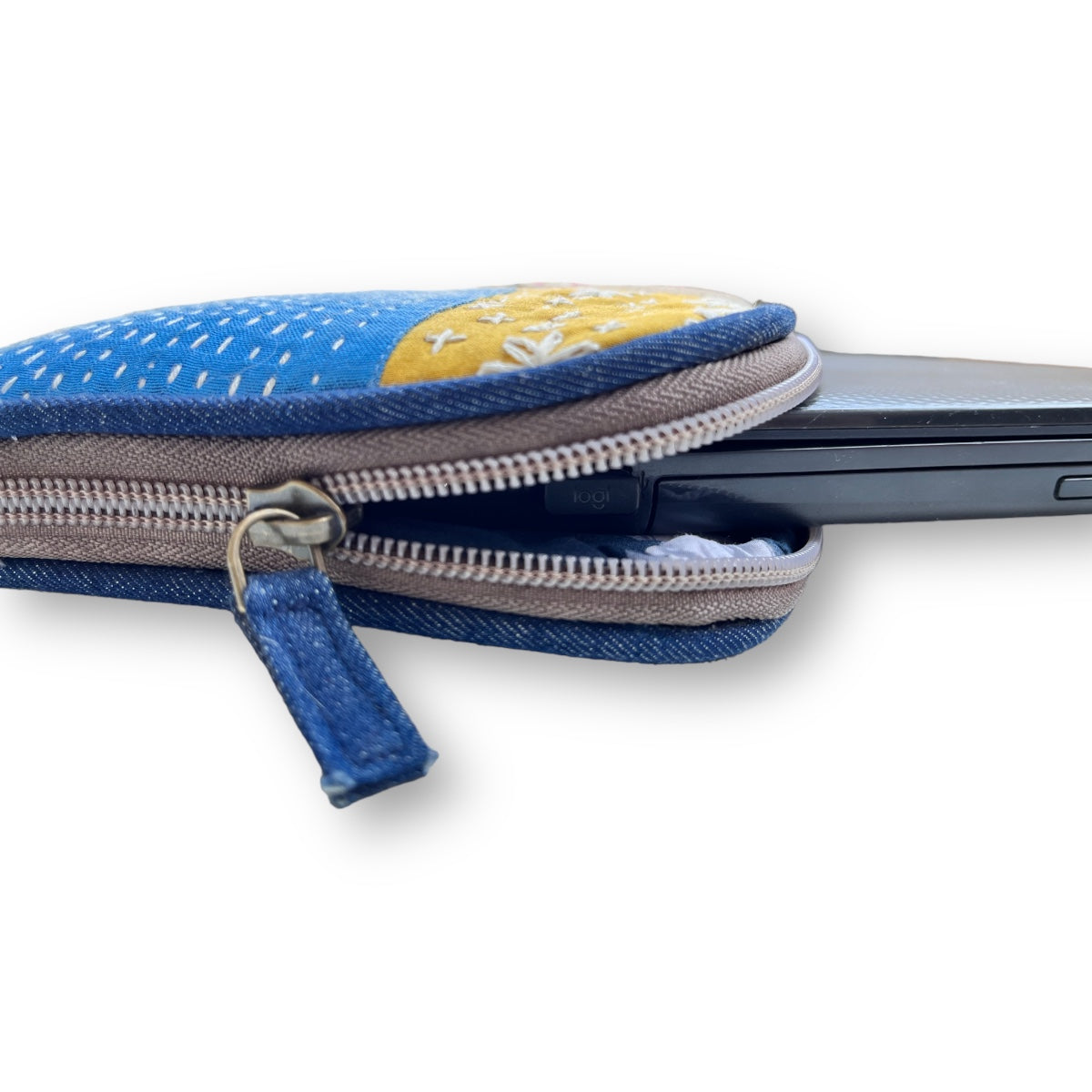 Upcycled Sashiko Embroidery Laptop sleeve