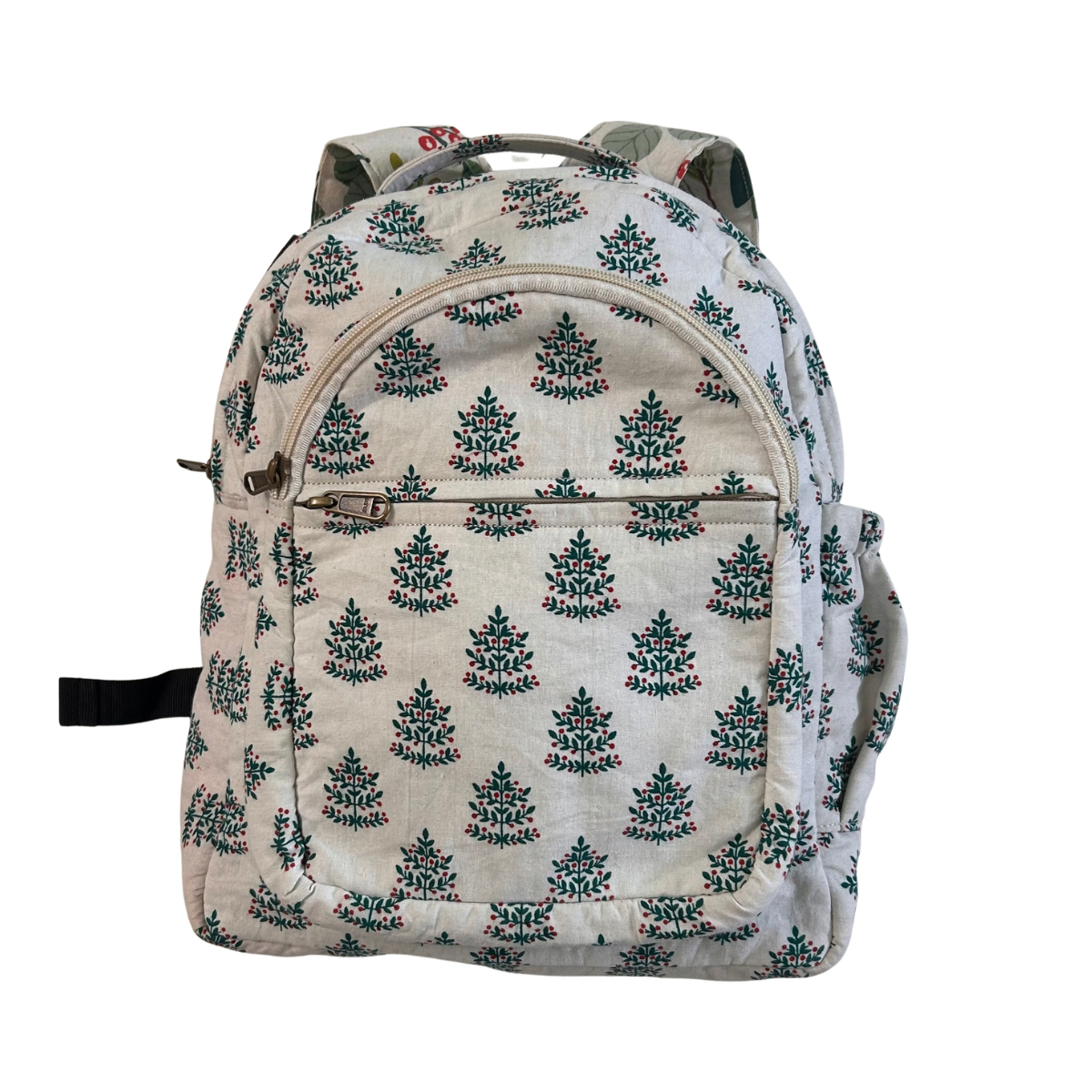 White Block Print Backpack