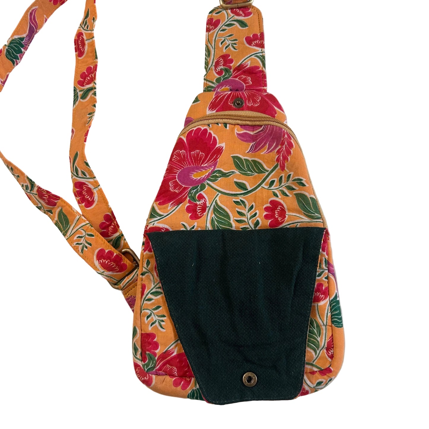 Orange Floral Crossbody Bag