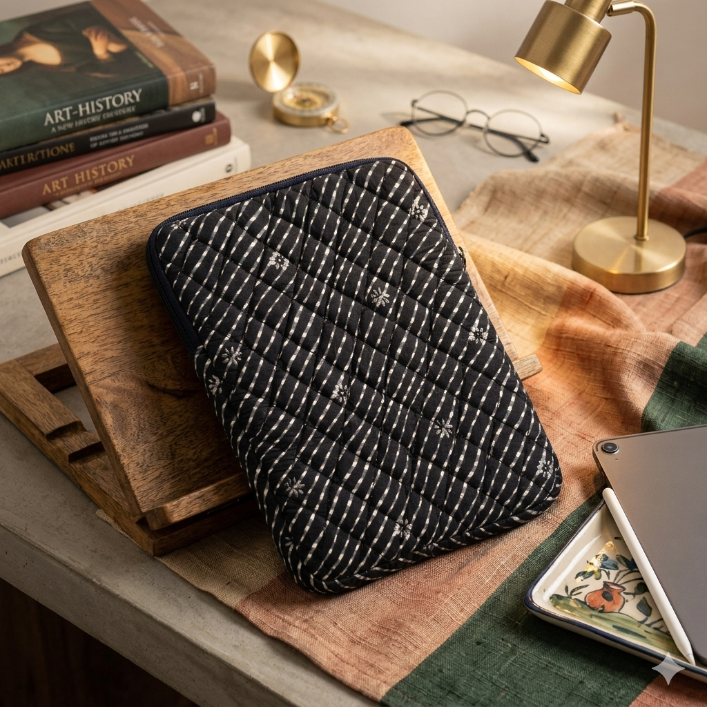 Navy blue printed IPad sleeve
