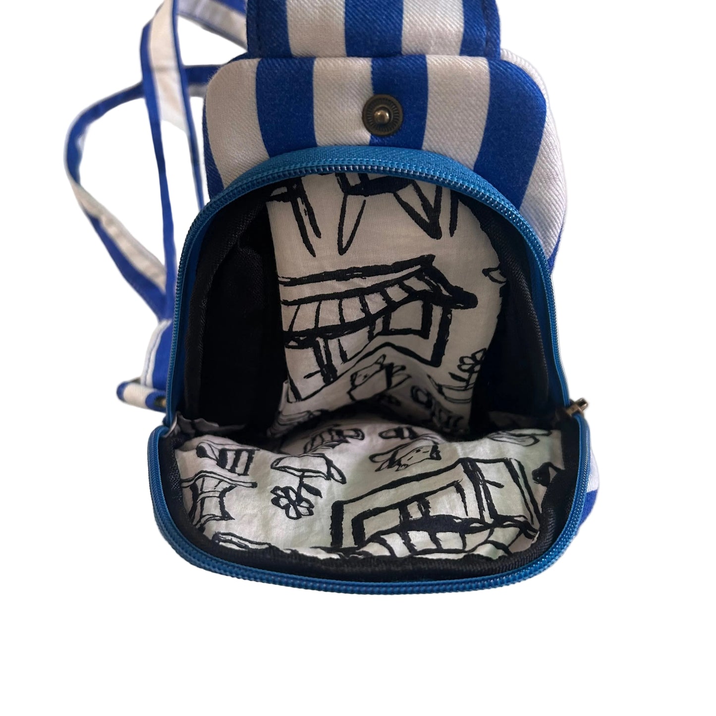 Blue & White stripe Crossbody Bag