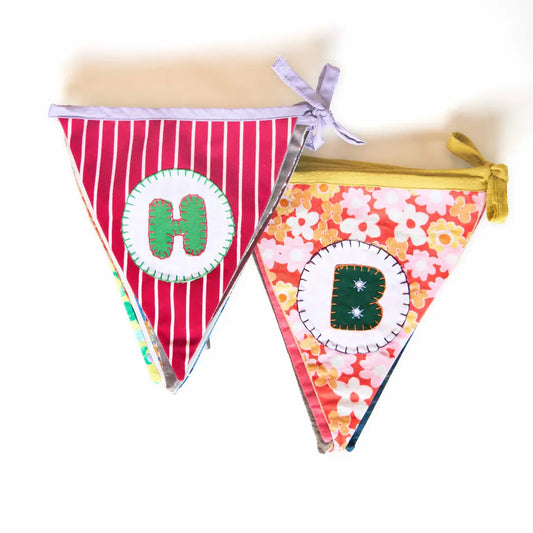 Upcycled Happy Birthday Triangle Flag Bunting/Banner