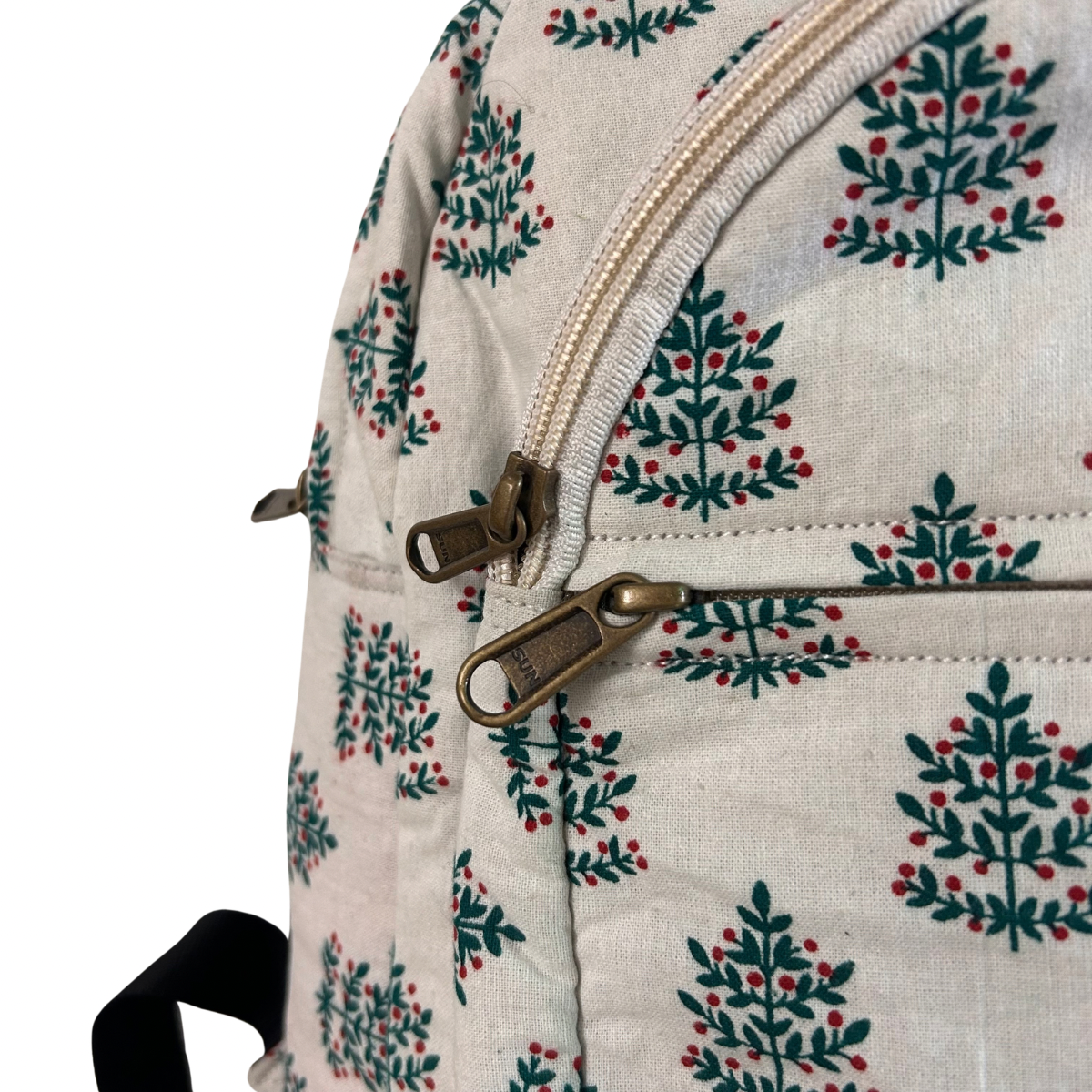 White Block Print Backpack