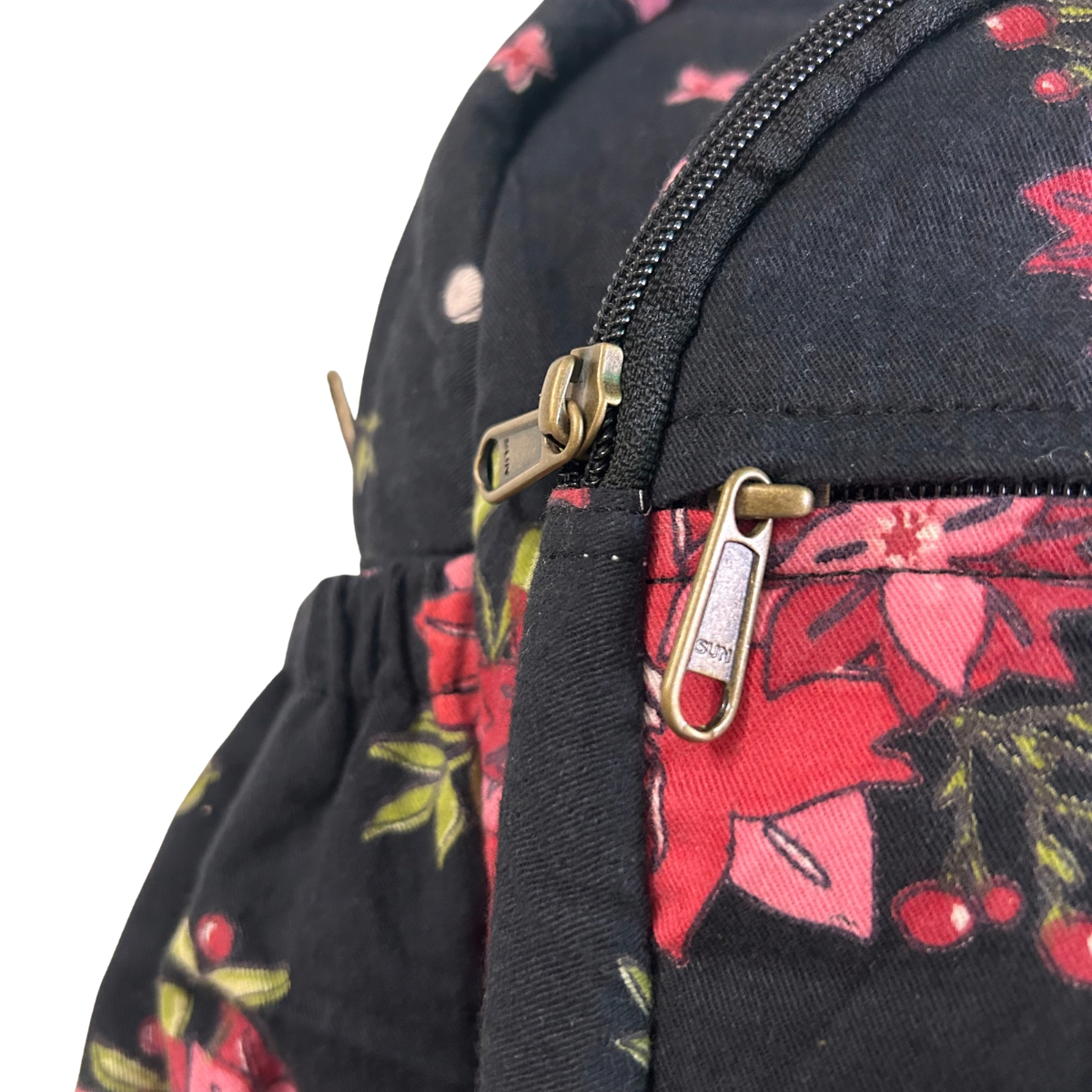 Black Floral Print Backpack
