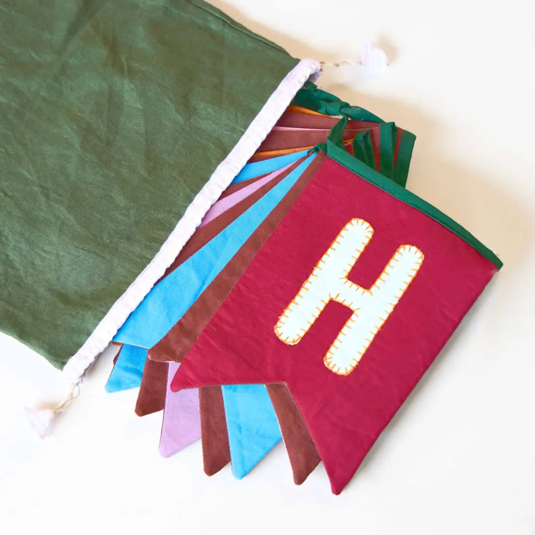Upcycled Happy Birthday Swallowtail Flag Bunting/Banner