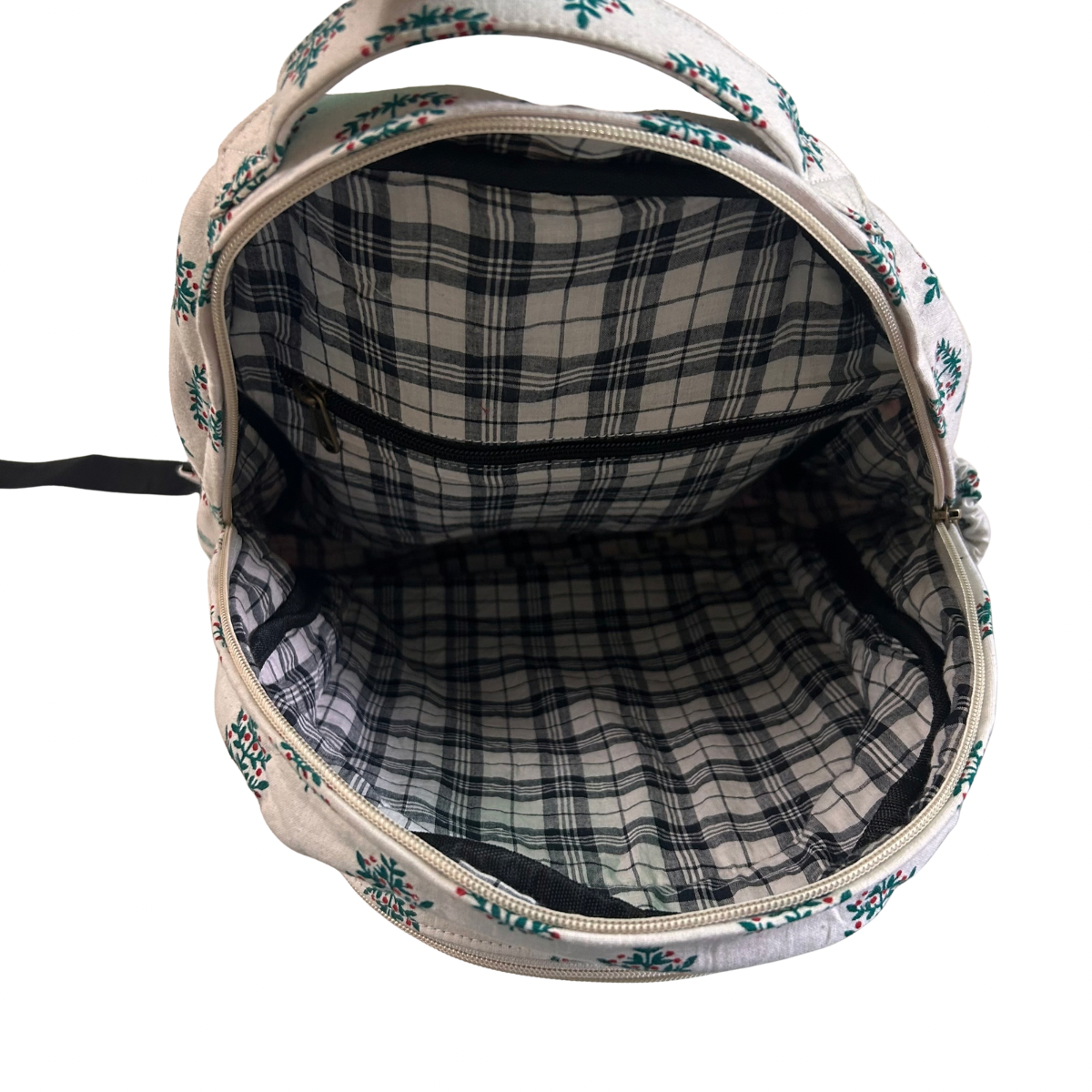White Block Print Backpack