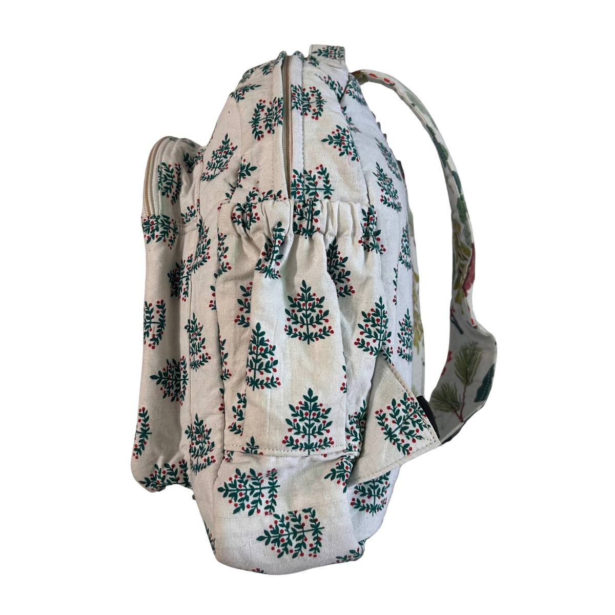 White Block Print Backpack