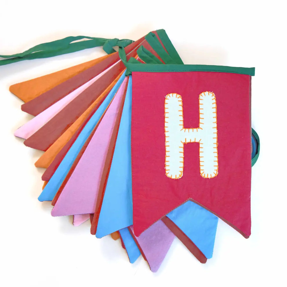 Upcycled Personalized Name Bunting (Swallowtail Flag)