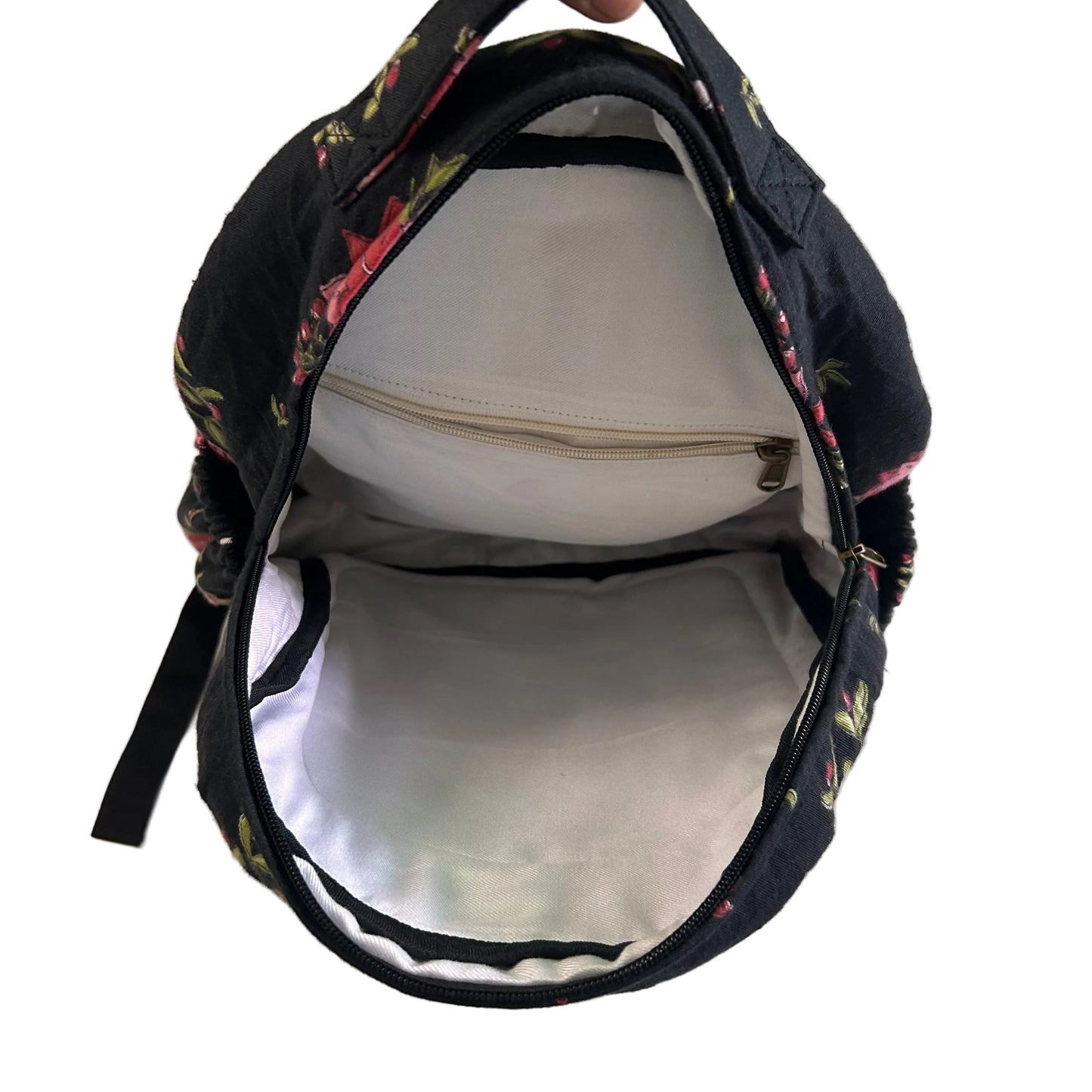 Black Floral Print Backpack