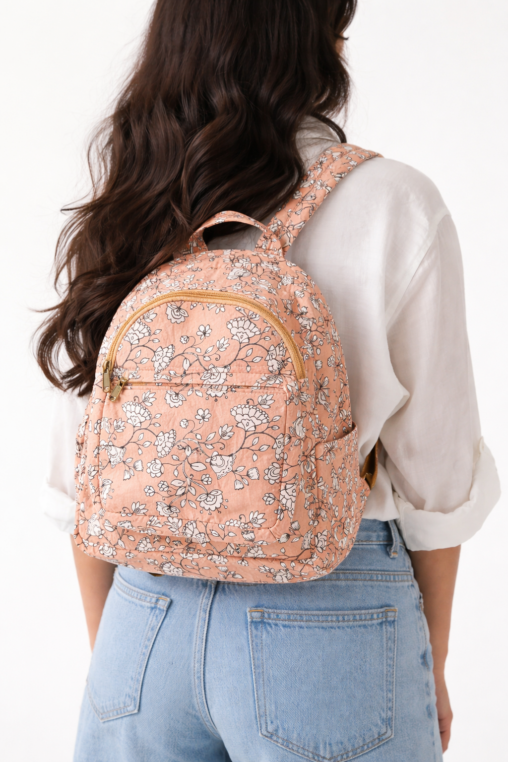 Beige Floral Backpack
