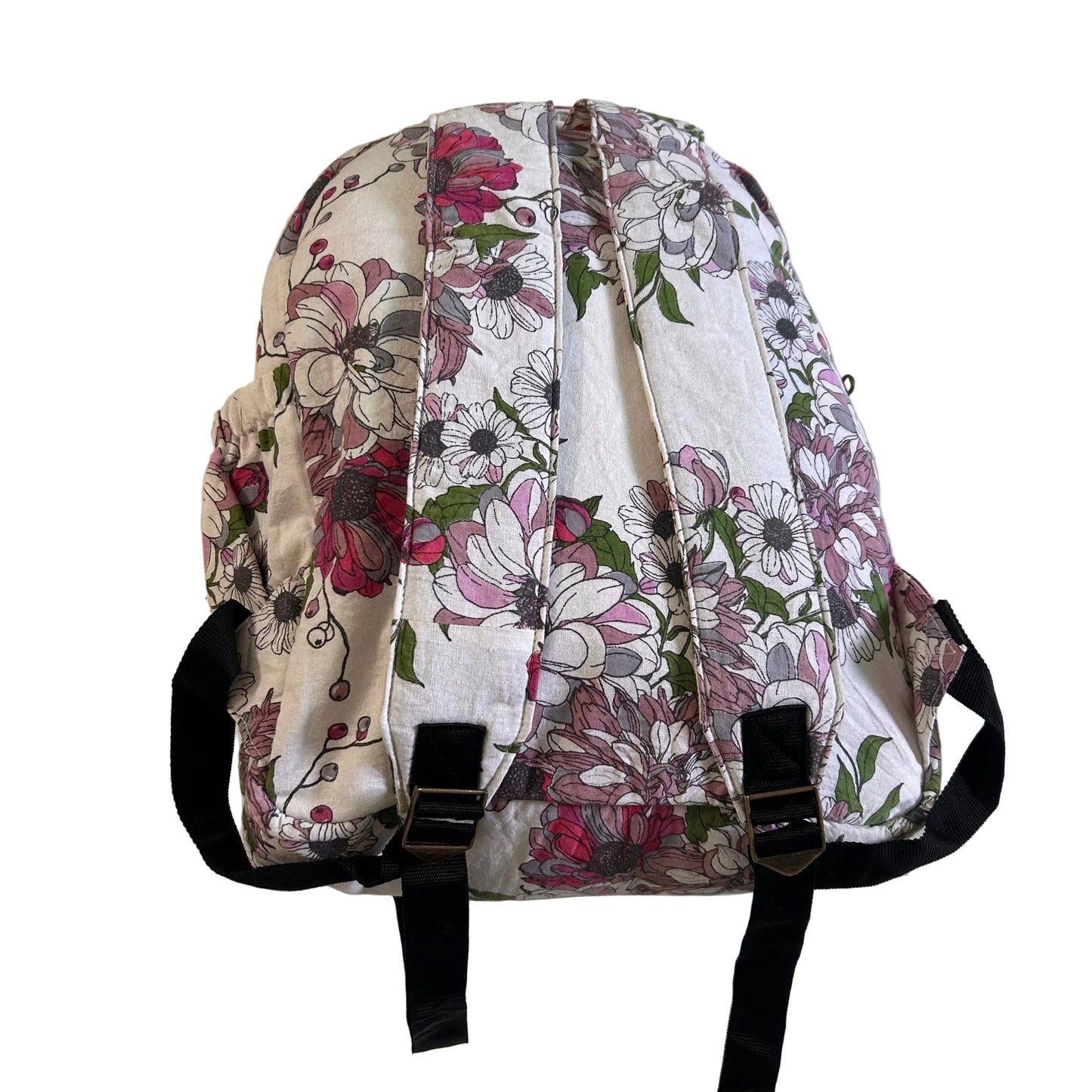 White Floral Print Backpack