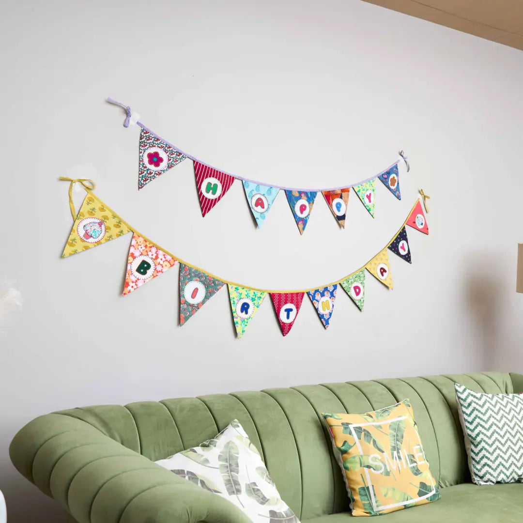 Upcycled Birthday Combo - Happy Birthday Banner + Personalised Name Banner (Pack of 2)