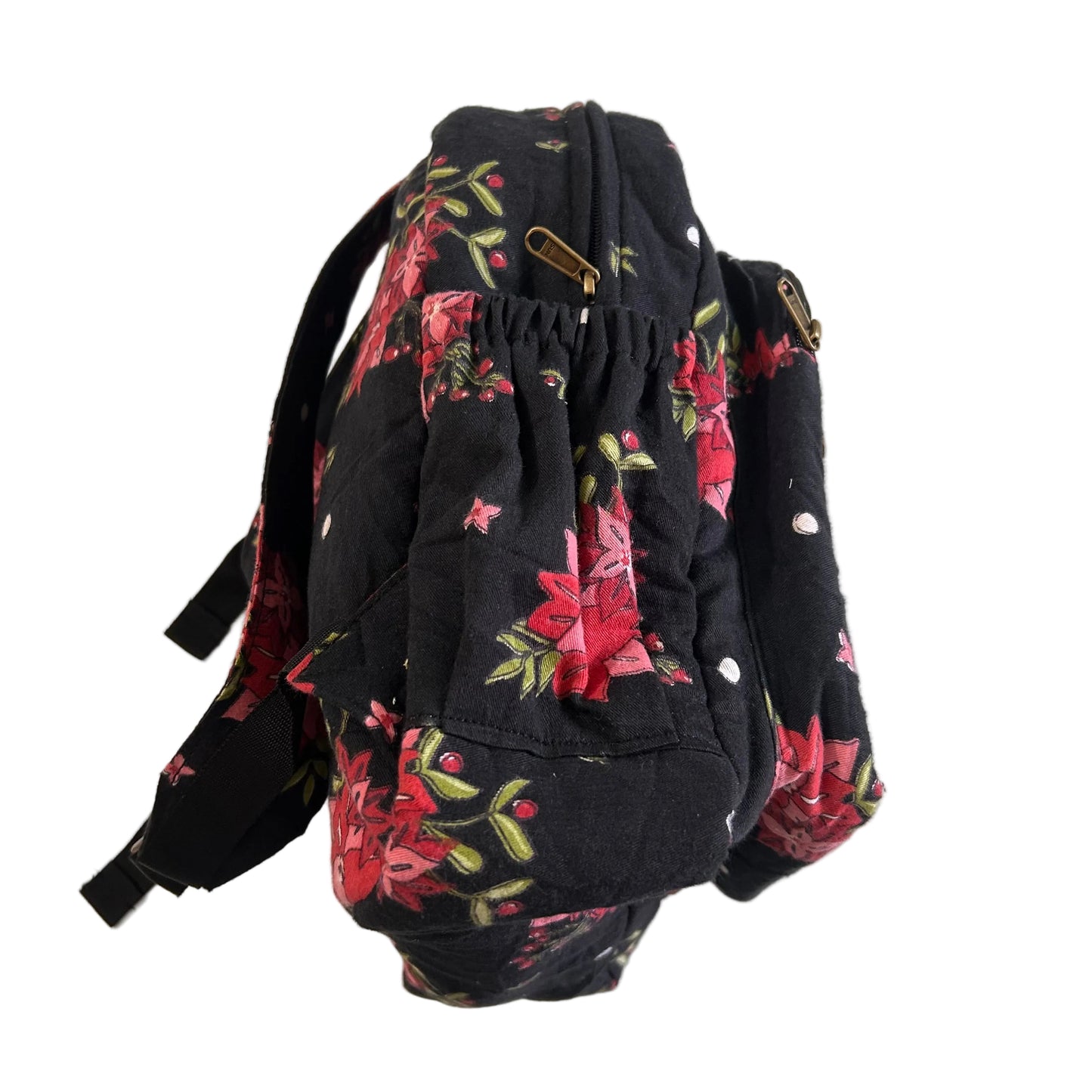 Black Floral Print Backpack