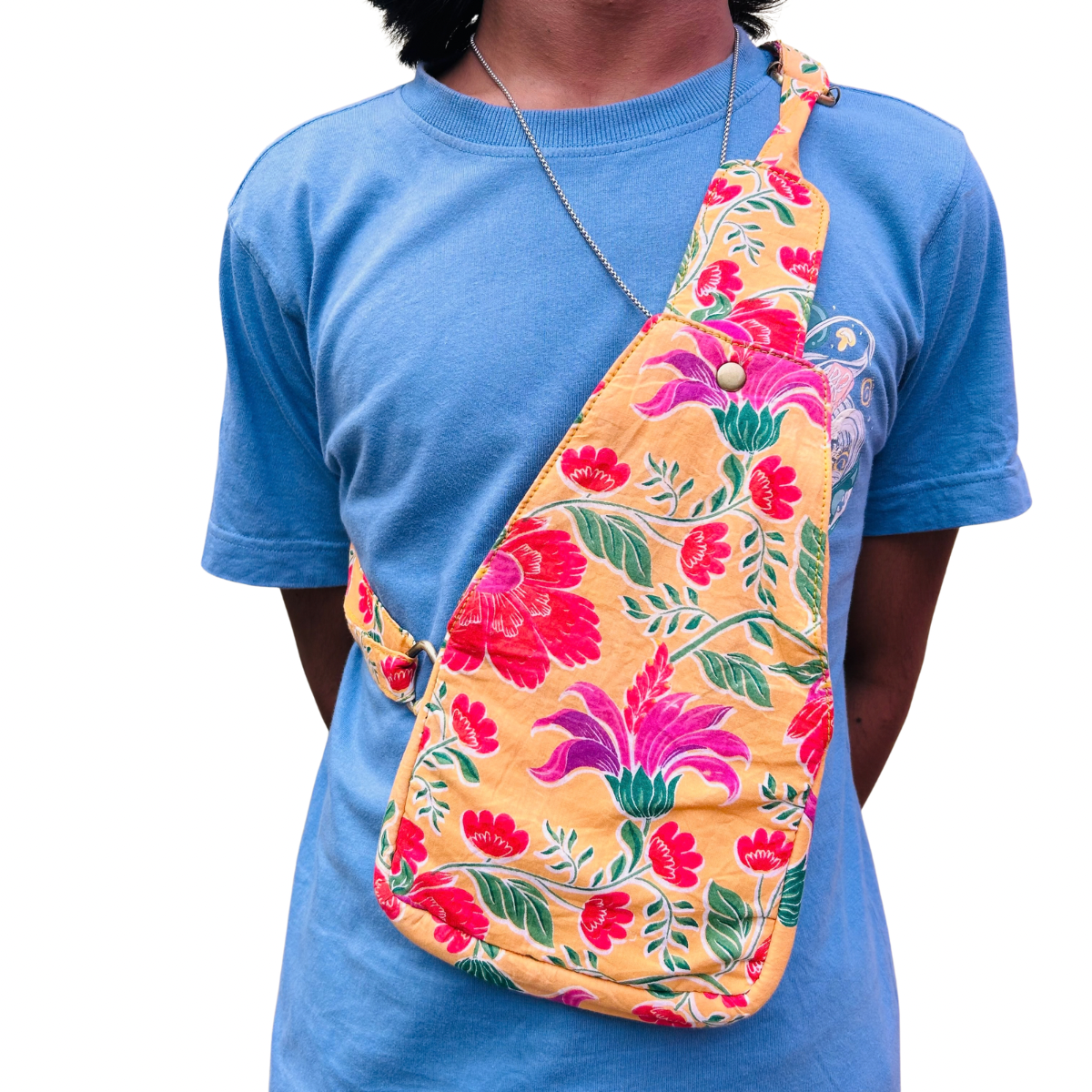 Orange Floral Crossbody Bag