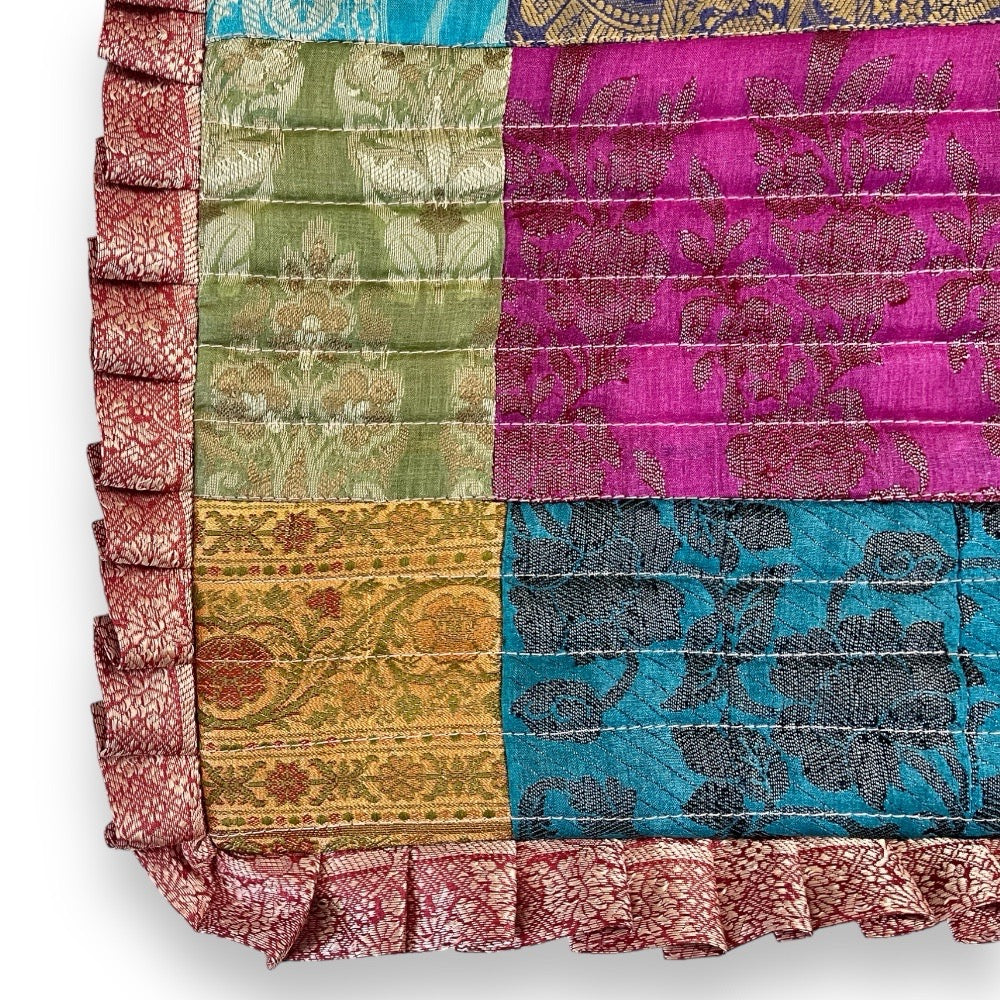 EarthSilk Patchwork Frilly Cushion Covers (100% Silk)