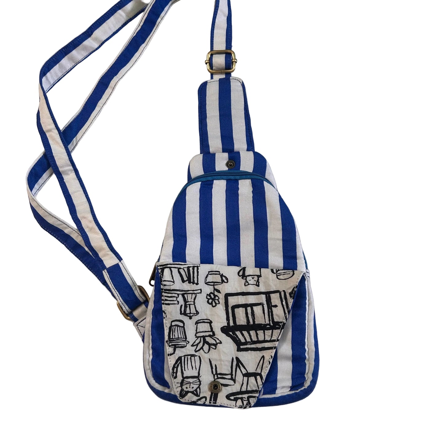 Blue & White stripe Crossbody Bag