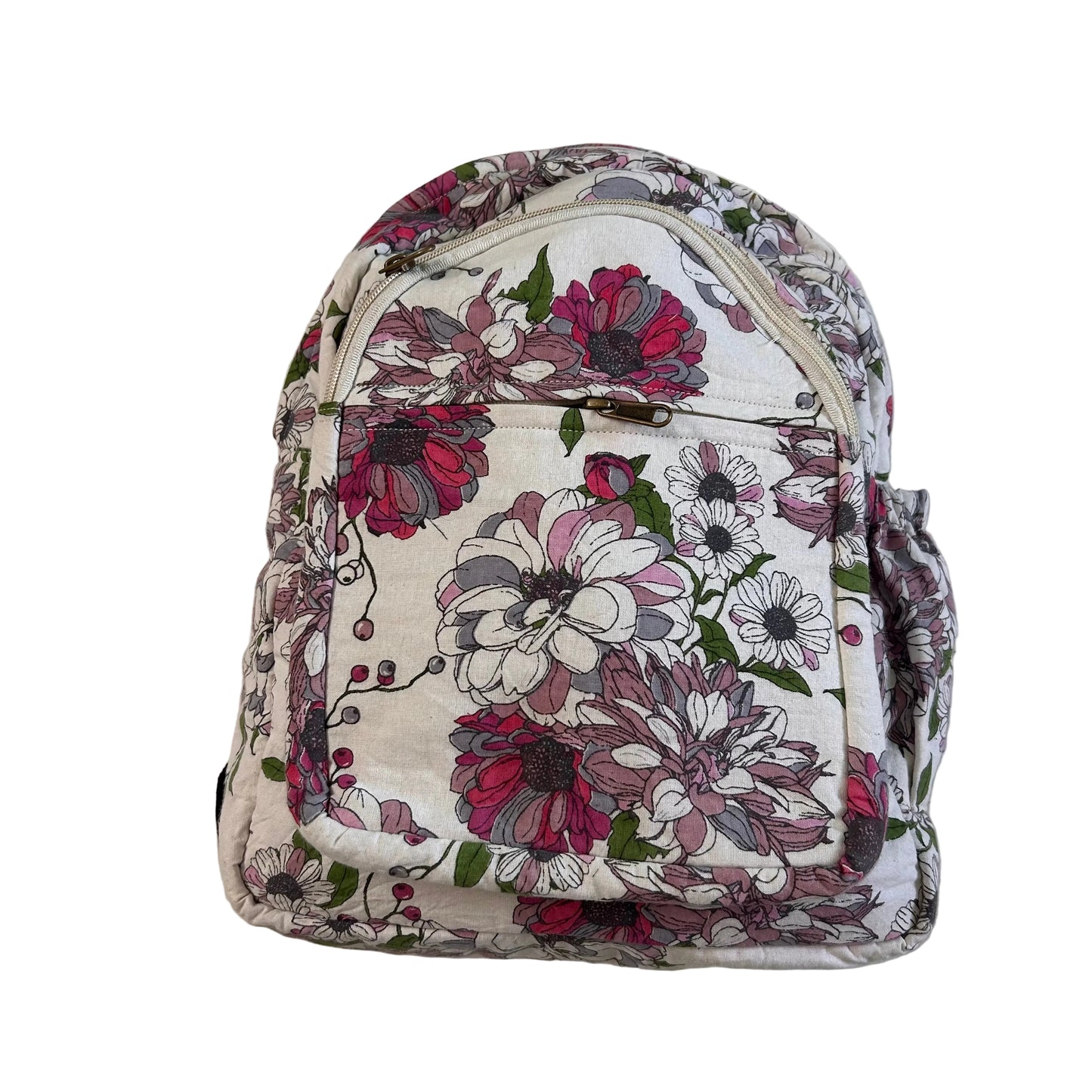 White Floral Print Backpack