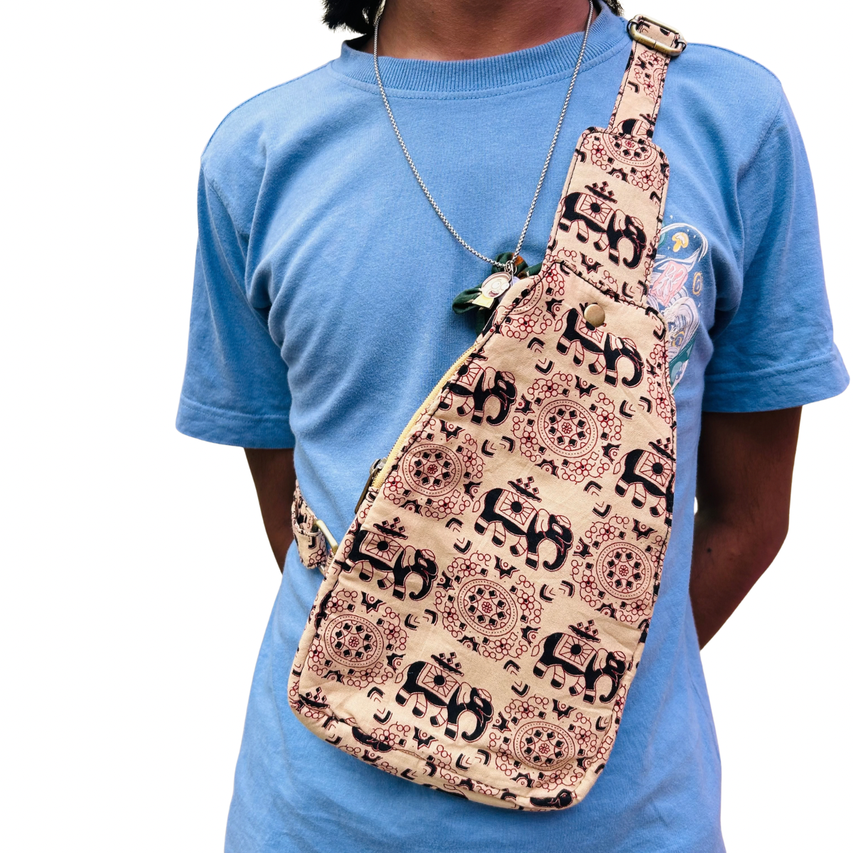Elephant Block Print Crossbody Bag