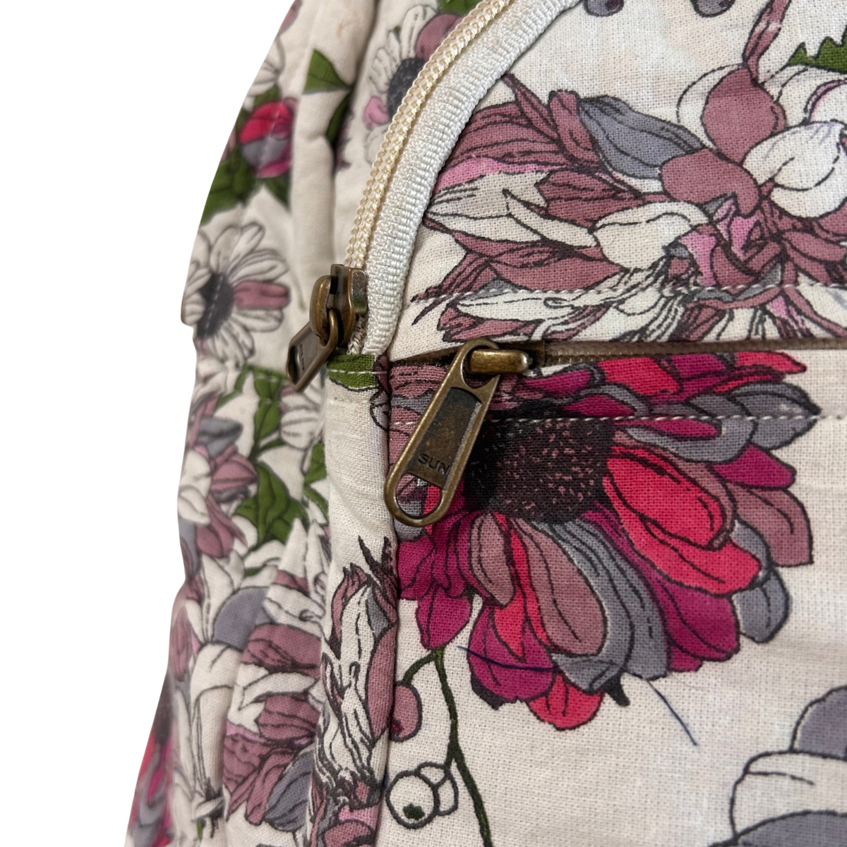 White Floral Print Backpack