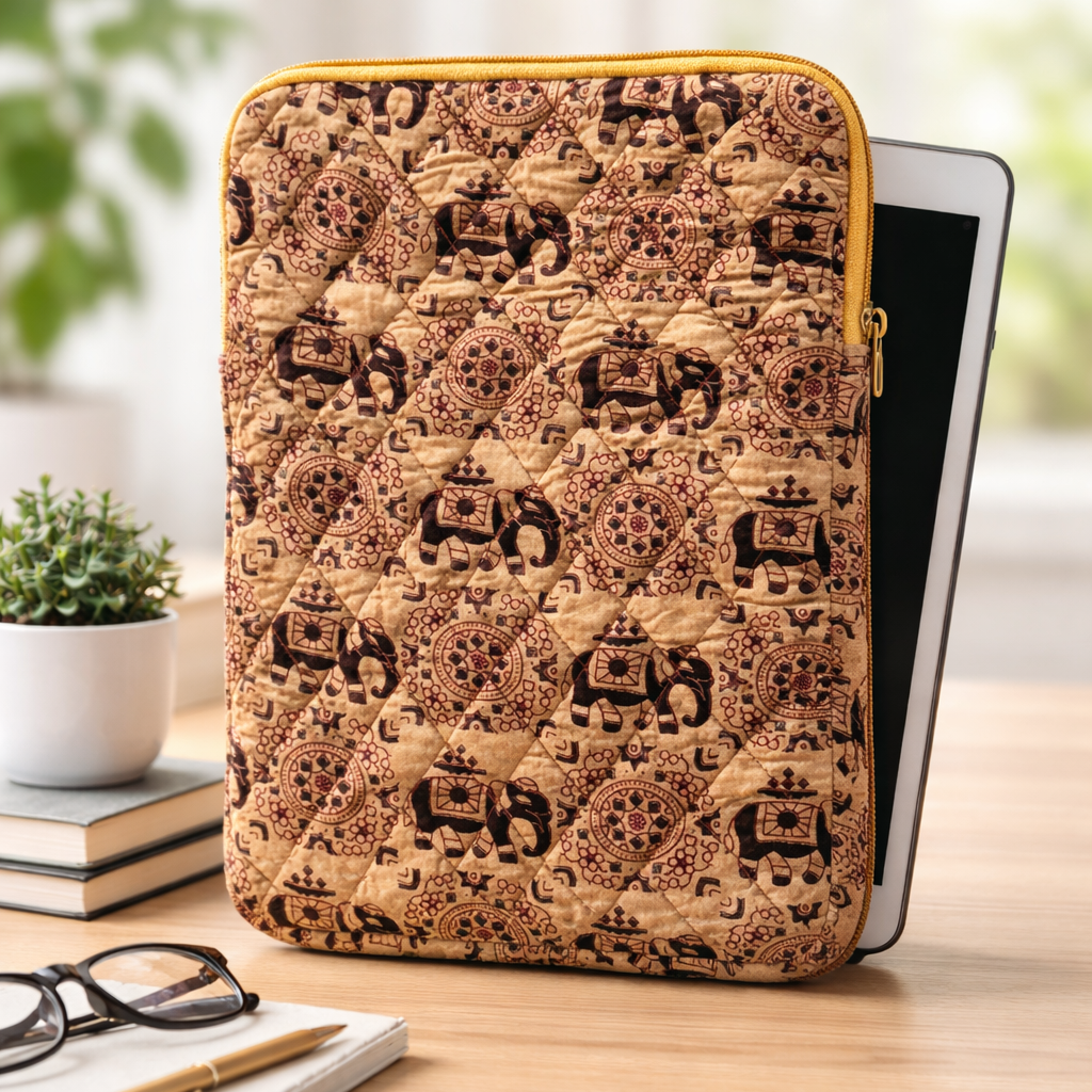 Elephant Block Print IPad sleeve