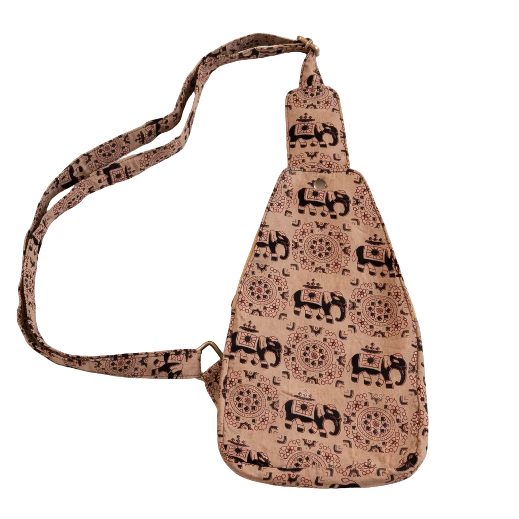 Elephant Block Print Crossbody Bag
