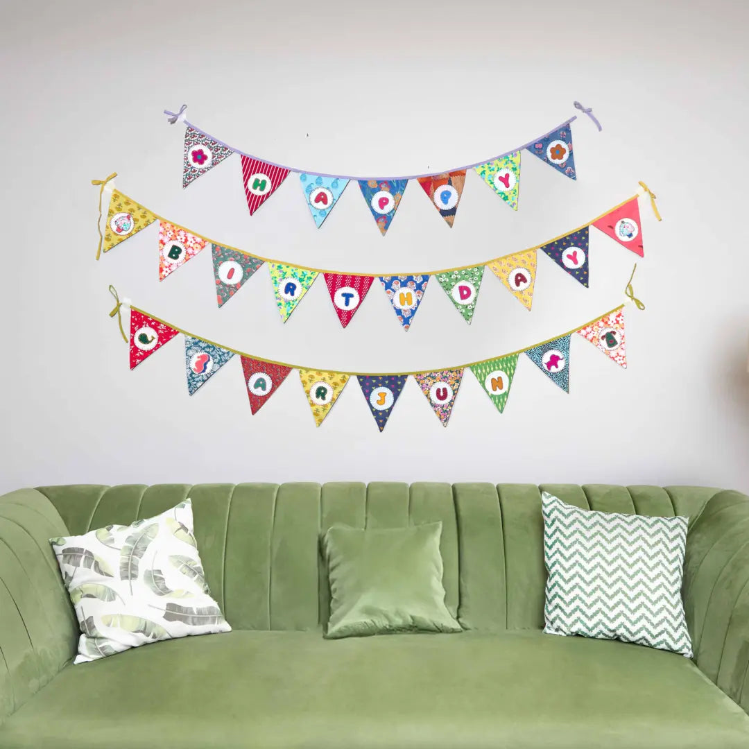 Upcycled Birthday Combo - Happy Birthday Banner + Personalised Name Banner