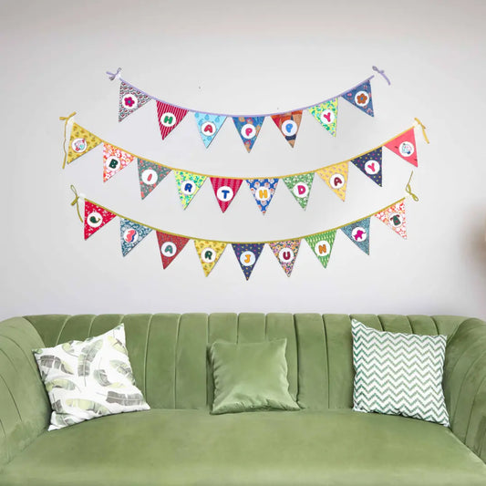 Upcycled Birthday Combo - Happy Birthday Banner + Personalised Name Banner (Pack of 2)