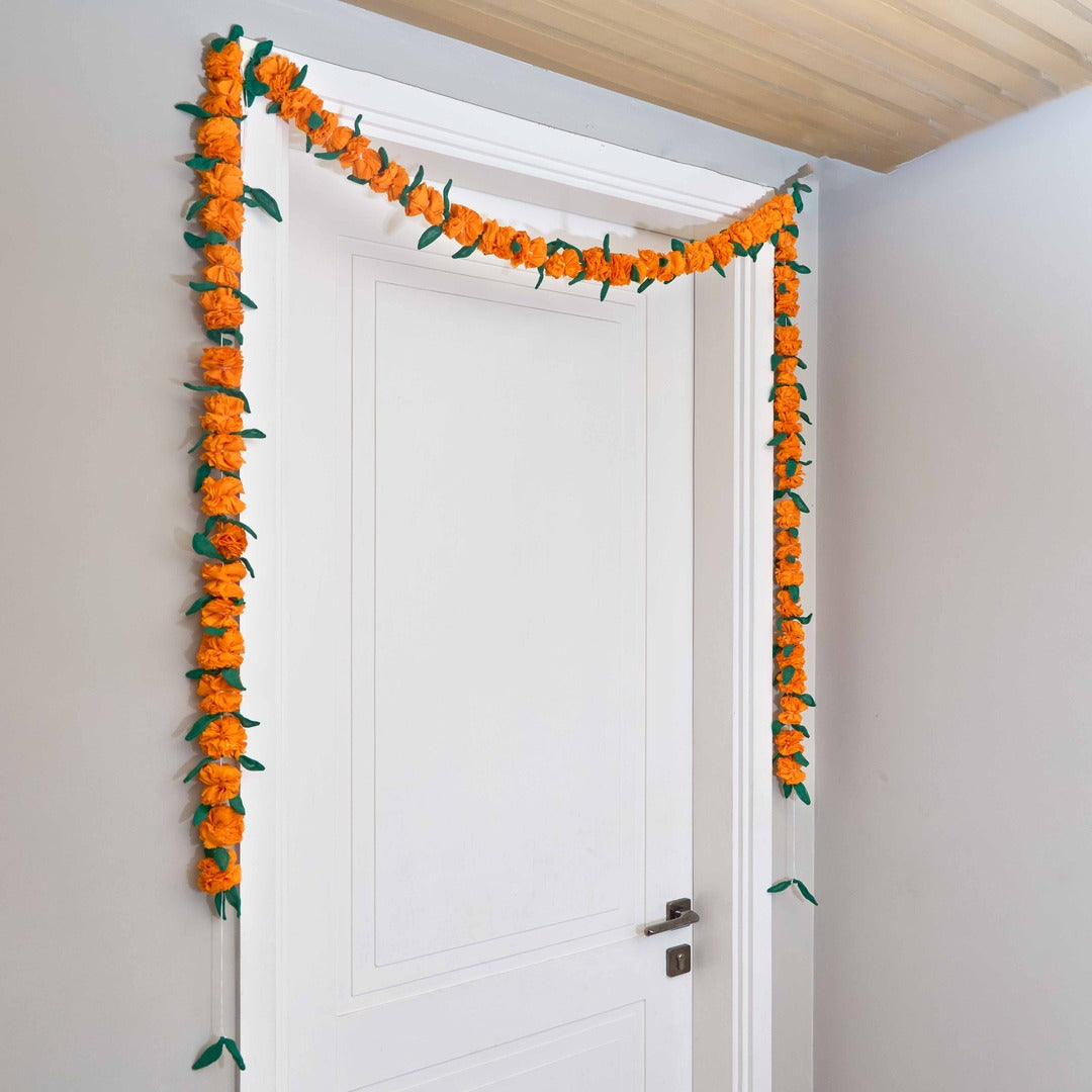 Upcycled Genda/Marigold Cloth Flower Garland String