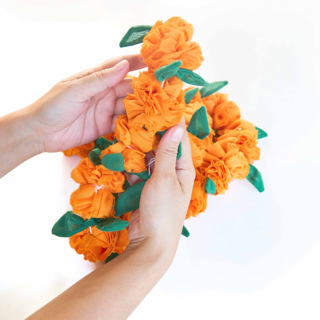 Upcycled Genda/Marigold Cloth Flower Garland String