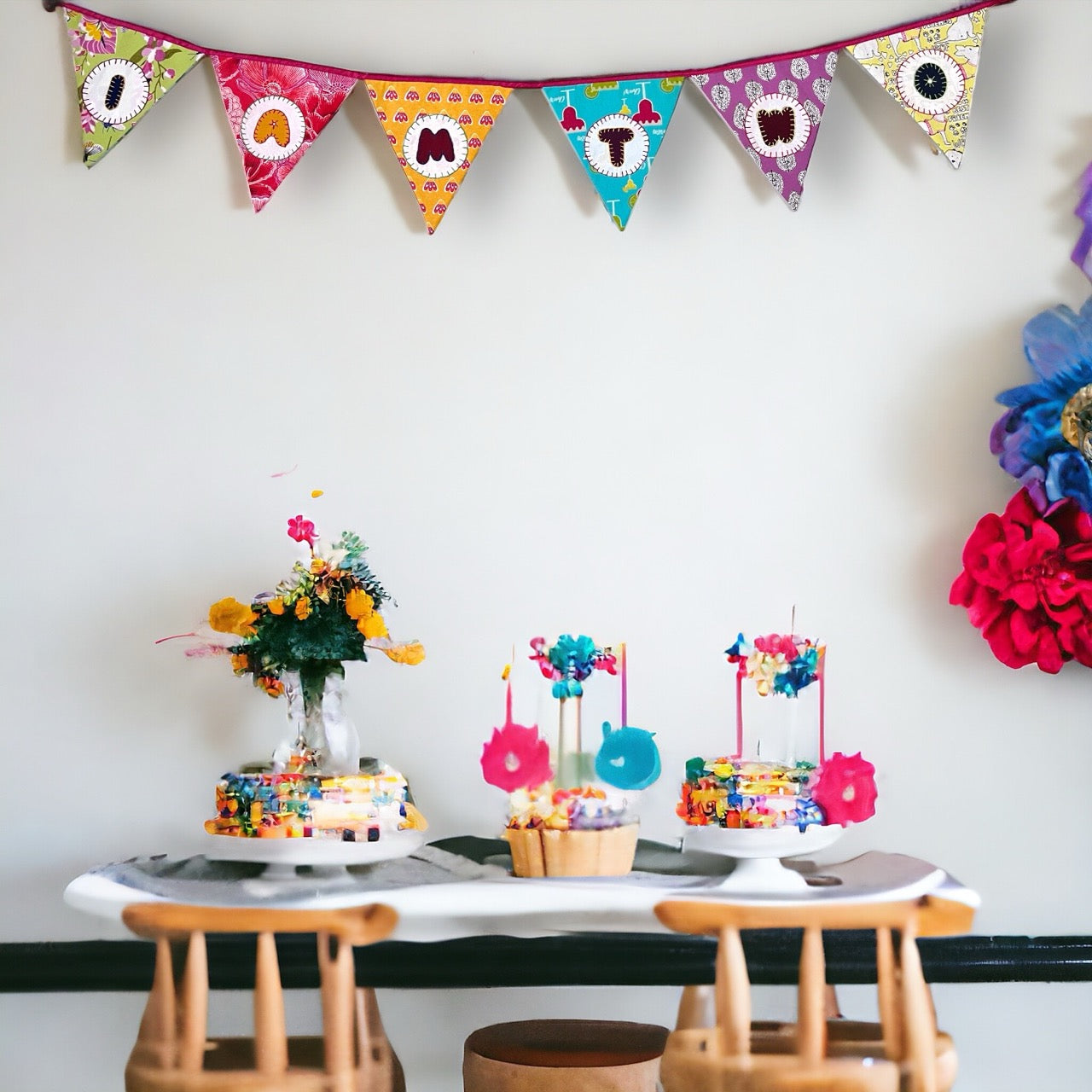 Customised Age Banner Upcycled Fabric Bunting