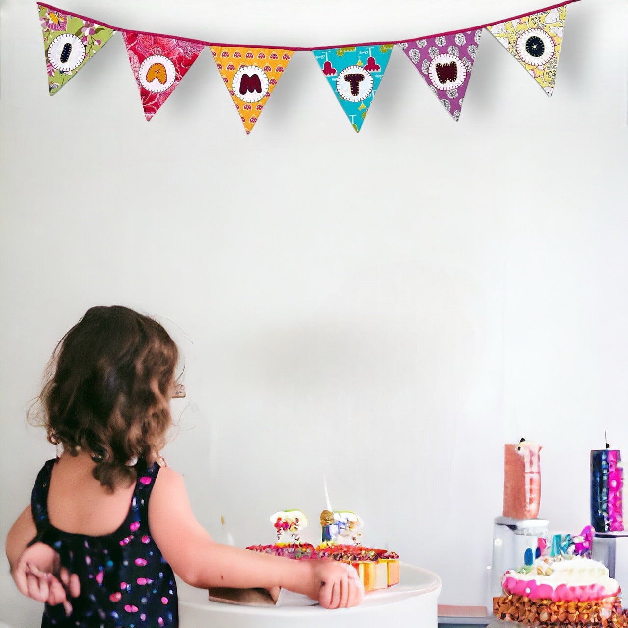 Customised Age Banner Upcycled Fabric Bunting