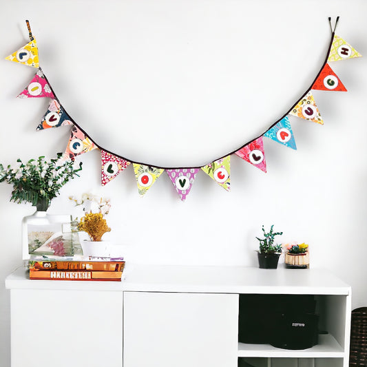 "Live Laugh Love" Upcycled Fabric Bunting
