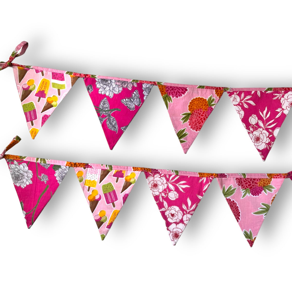Upcycled Party Pink Streamer Combo - Pink Banner Bunting + Pink Fringe Streamer Garland (Pack of 2)
