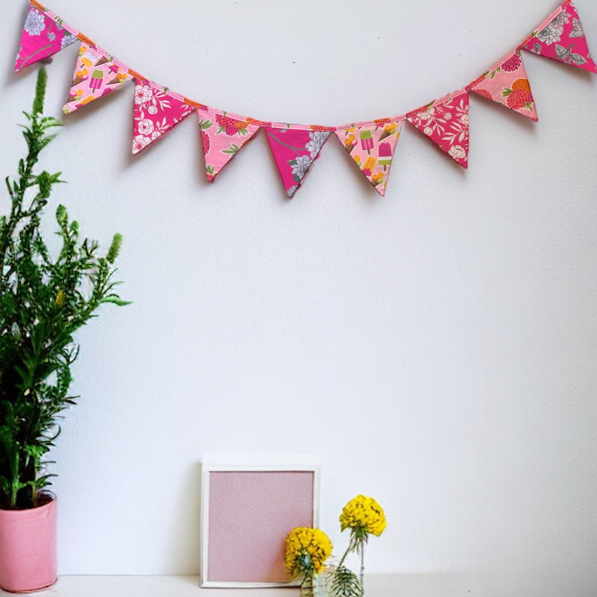 Upcycled Pink Banner Bunting