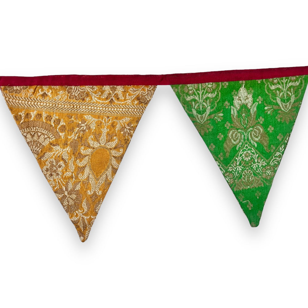 Upcycled Festive Silk Banner Bunting