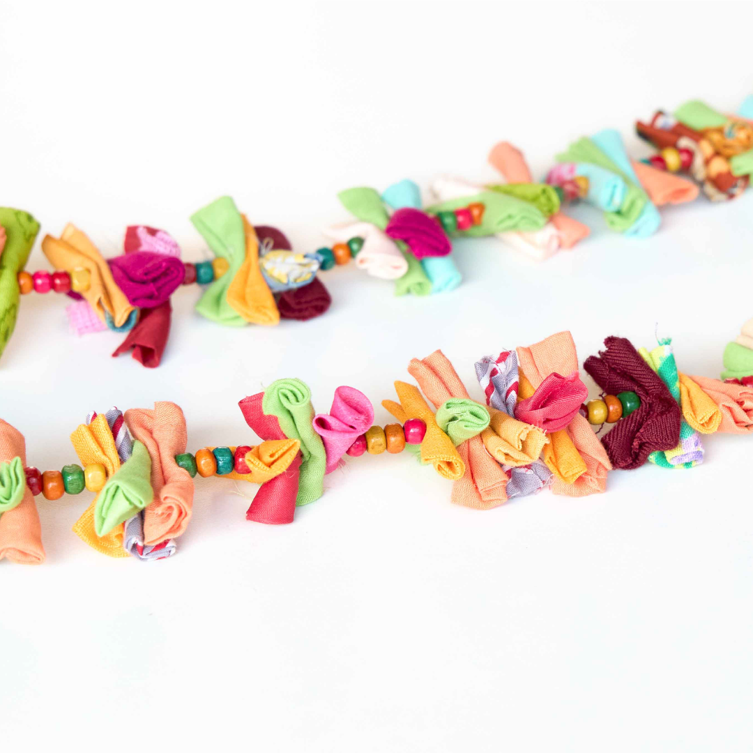 Upcycled Rainbow Party Streamer Fabric Party Decoration Hanging Prop