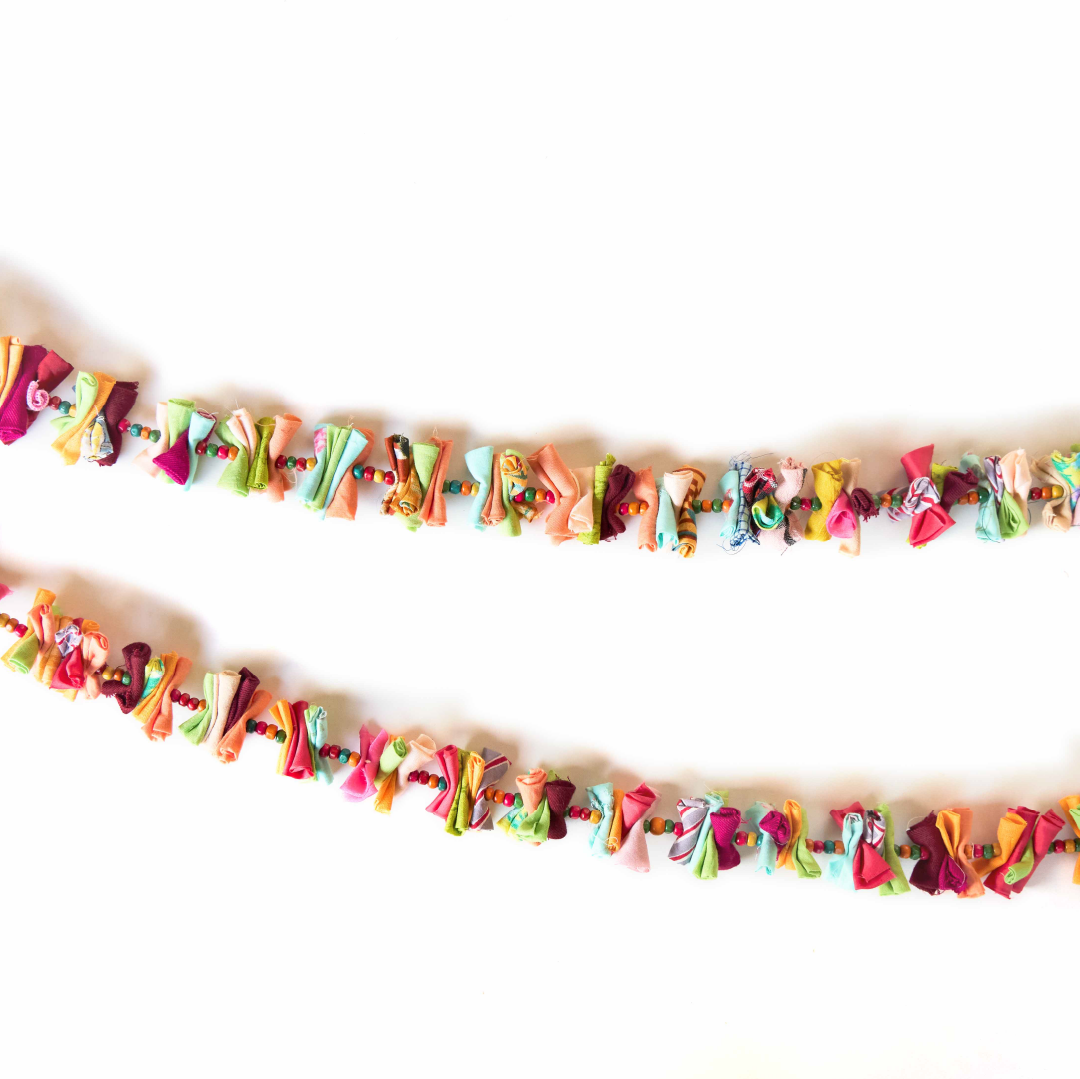 Upcycled Rainbow Party Streamer Fabric Party Decoration Hanging Prop